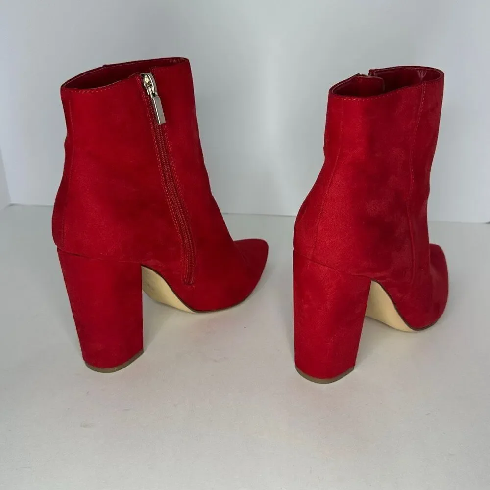 JustFab Red Block Heel Suede Boots | Women Size 8.5 - Picture 15 of 15